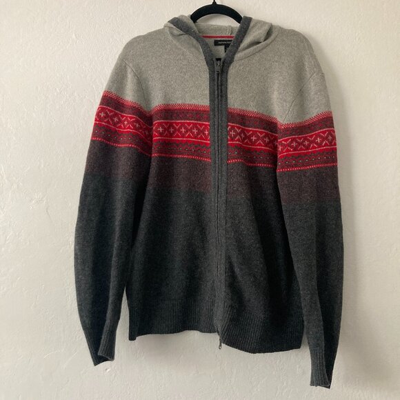 Banana Republic Alpine Hooded Sweater Merino Wool Blend Zip Up Nordic Fair Isle - Picture 1 of 9